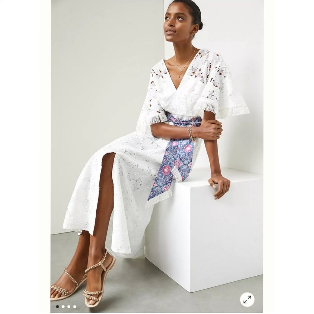 NEW Sachin + Babi Anthropologie White Lace Maxi Dress Size 14